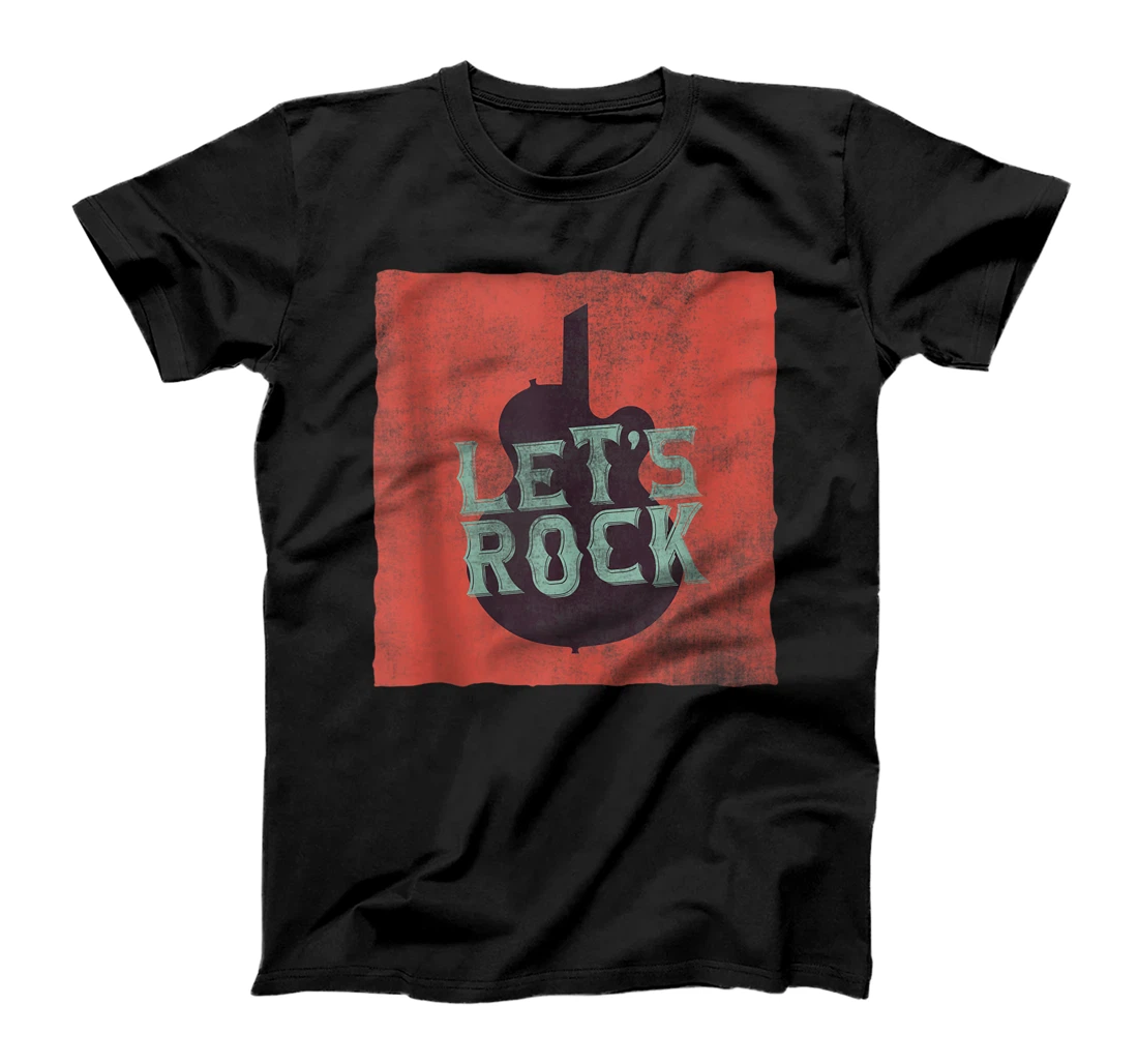Personalized Lets Rock Rock & Roll Guitar Player Vintage Rock and Roll T-Shirt, Women T-Shirt