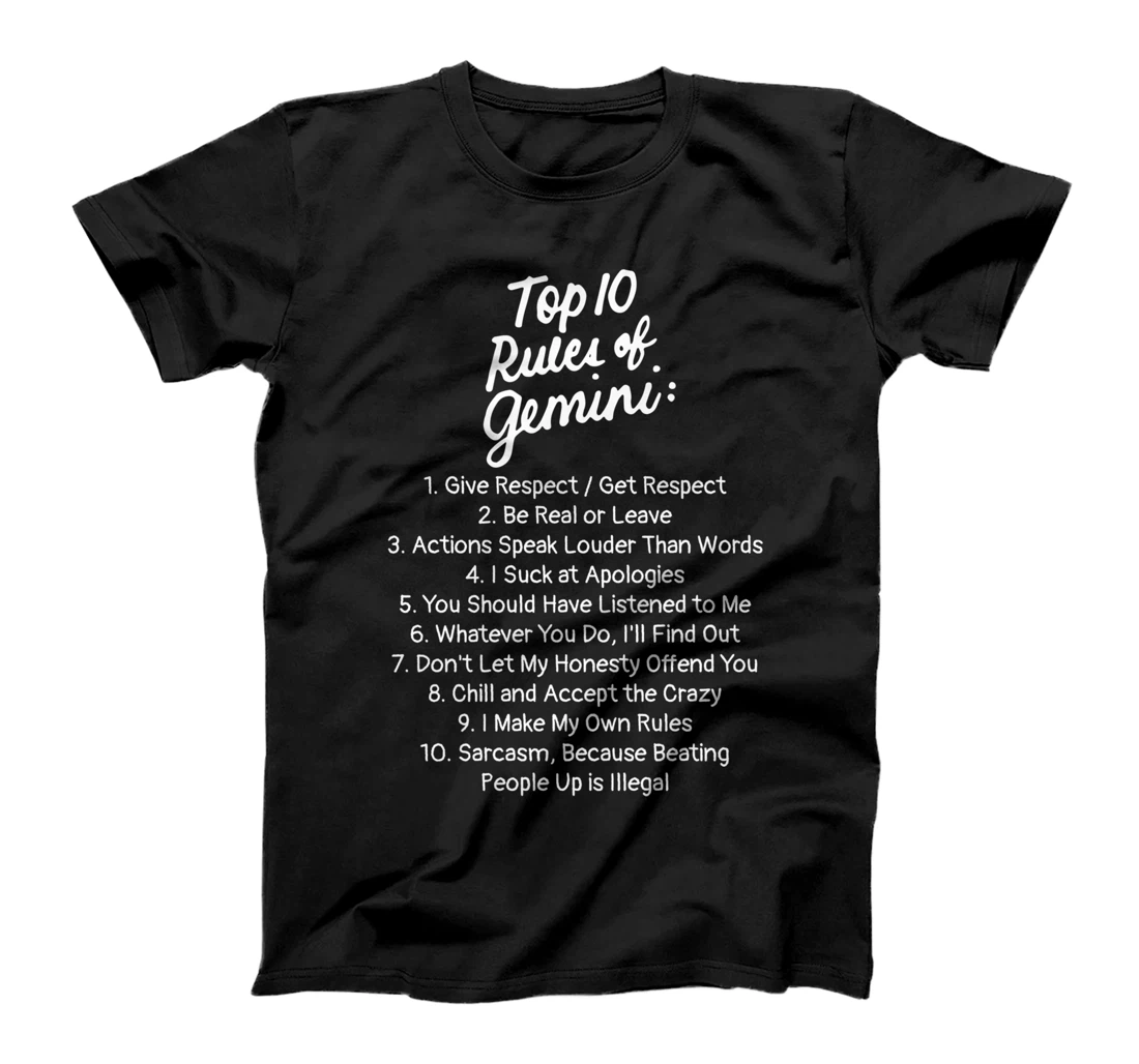 Personalized Top 10 Rules Of Gemini May 21 - June 21 T-Shirt