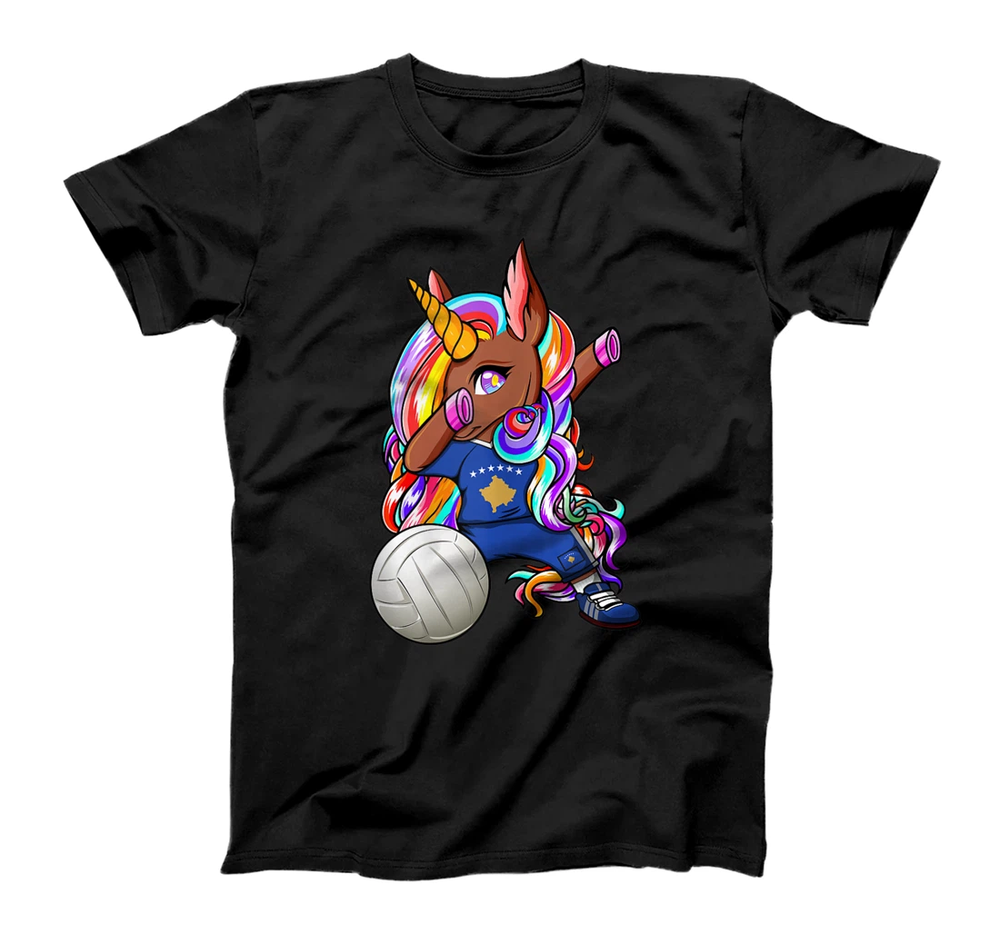 Dabbing Brown Skin Unicorn Kosovo Volleyball Fans Jersey T-Shirt, Women T-Shirt