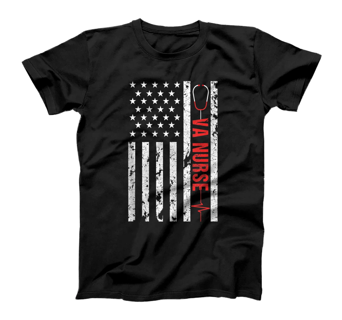 VA Nurse Vintage Patriotic American Flag USA 4th of July T-Shirt, Women T-Shirt
