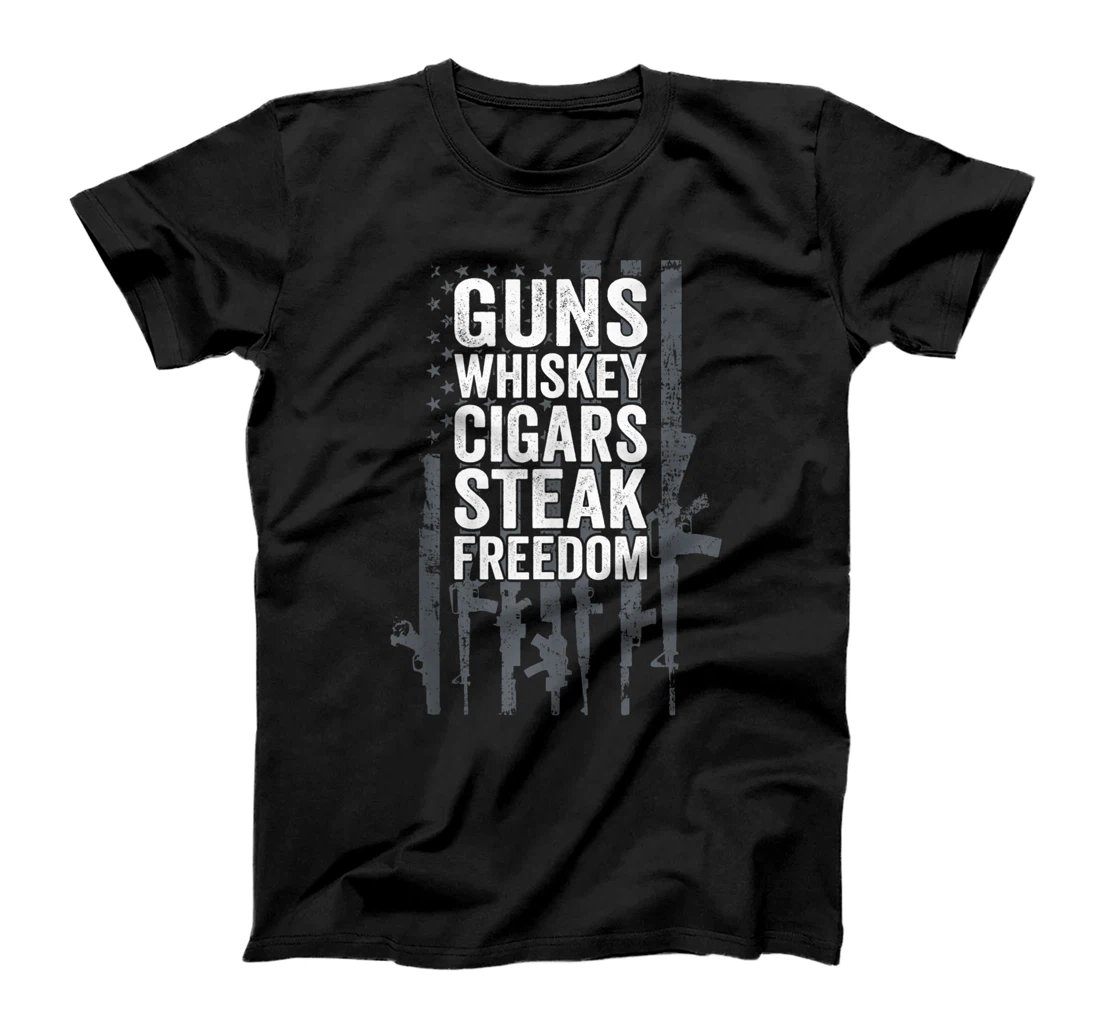 Guns Whiskey Cigars Steak Freedom - Funny Drinking Grill BBQ T-Shirt, Women T-Shirt