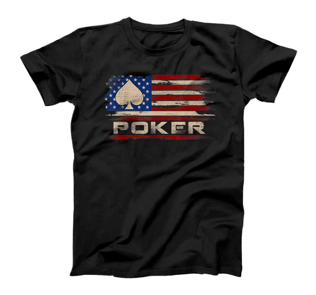 Personalized Vintage Poker American Flag Casino Gift T-Shirt, Women T-Shirt