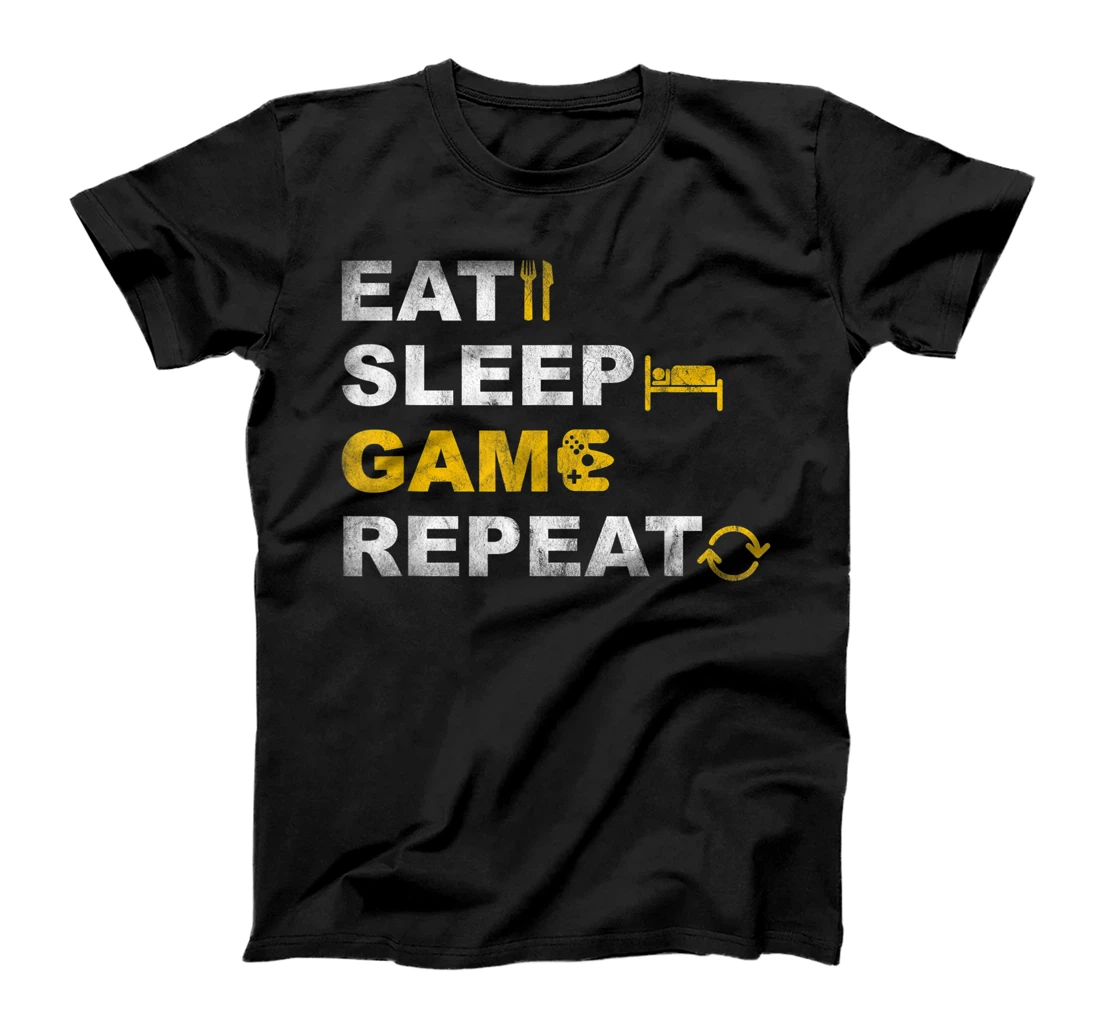 Personalized Eat Sleep Game Repeat Funny Video Gamer Gaming T-Shirt, Kid T-Shirt and Women T-Shirt