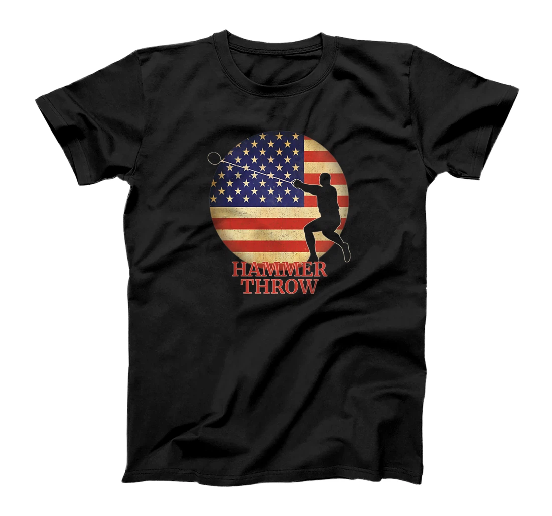 Personalized Womens Track and Field USA Team Thrower American Flag Hammer Throw T-Shirt, Women T-Shirt