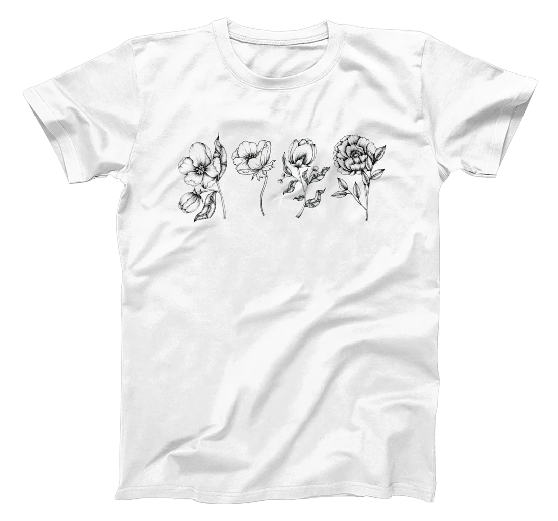 Personalized Botanical Garden Wildflowers Plant Gift for Nature Lover T-Shirt, Women T-Shirt