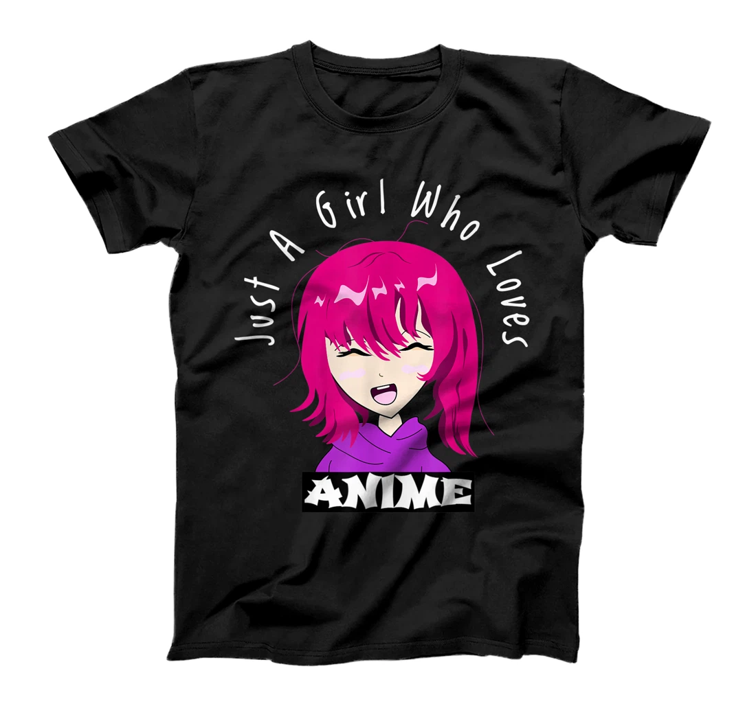 Personalized Just A Girl Who Loves Anime Happy Anime Girl T-Shirt, Kid T-Shirt and Women T-Shirt