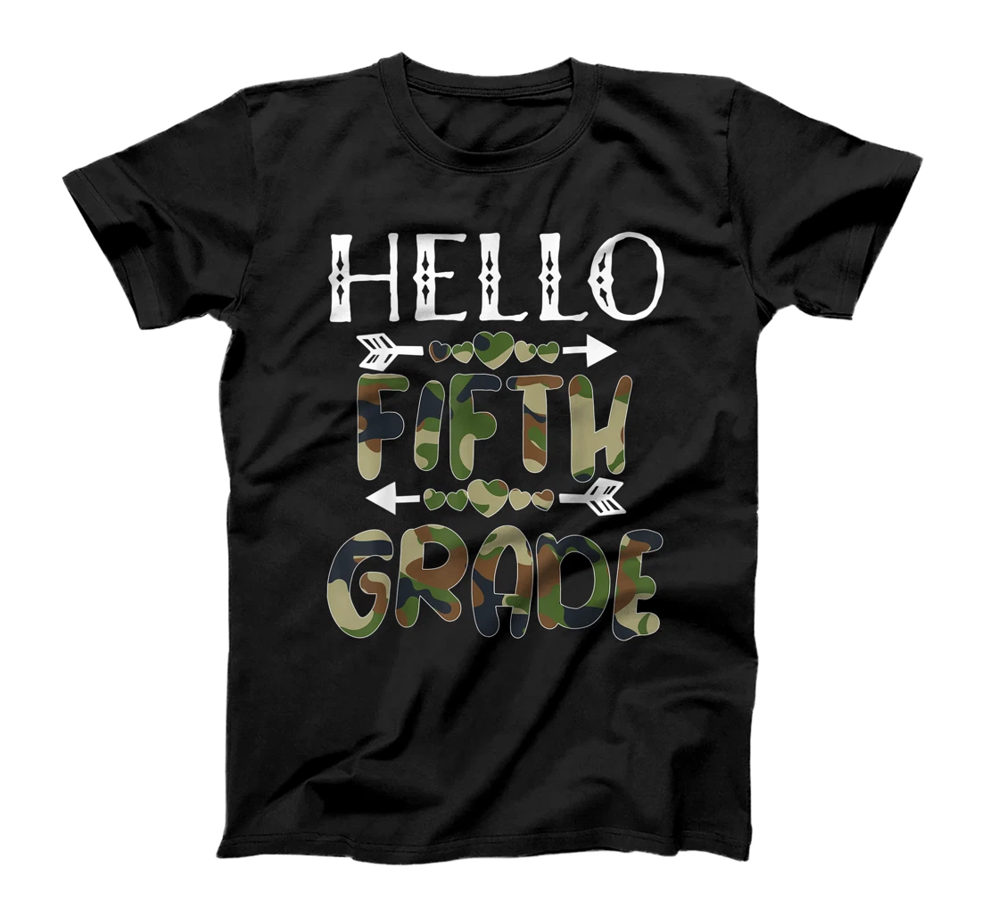 Personalized Hello Fifth Grade Back To School 1st Day Camo Teachers T-Shirt, Kid T-Shirt and Women T-Shirt