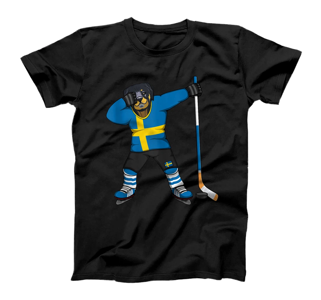 Personalized Dabbing Rottweiler Sweden Ice Hockey Fan Jersey Winter Sport T-Shirt, Women T-Shirt