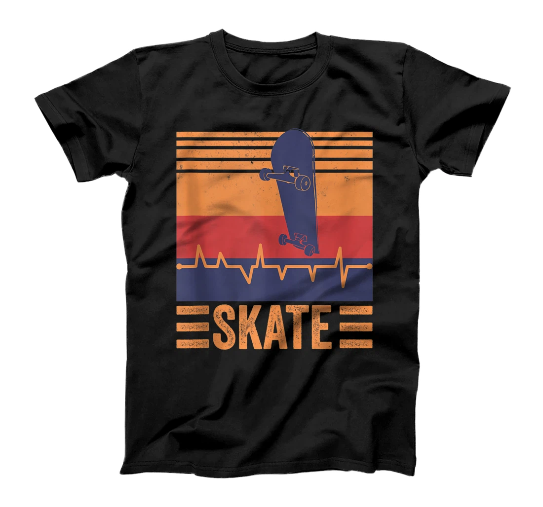 Personalized Skateboard Heartbeat Skate Skateboarder Retro T-Shirt, Women T-Shirt