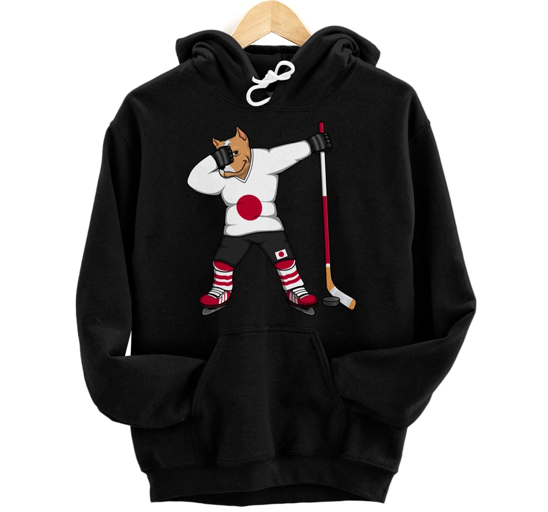 Dabbing Pitbull Japan Ice Hockey Fans Jersey Winter Sports Pullover Hoodie