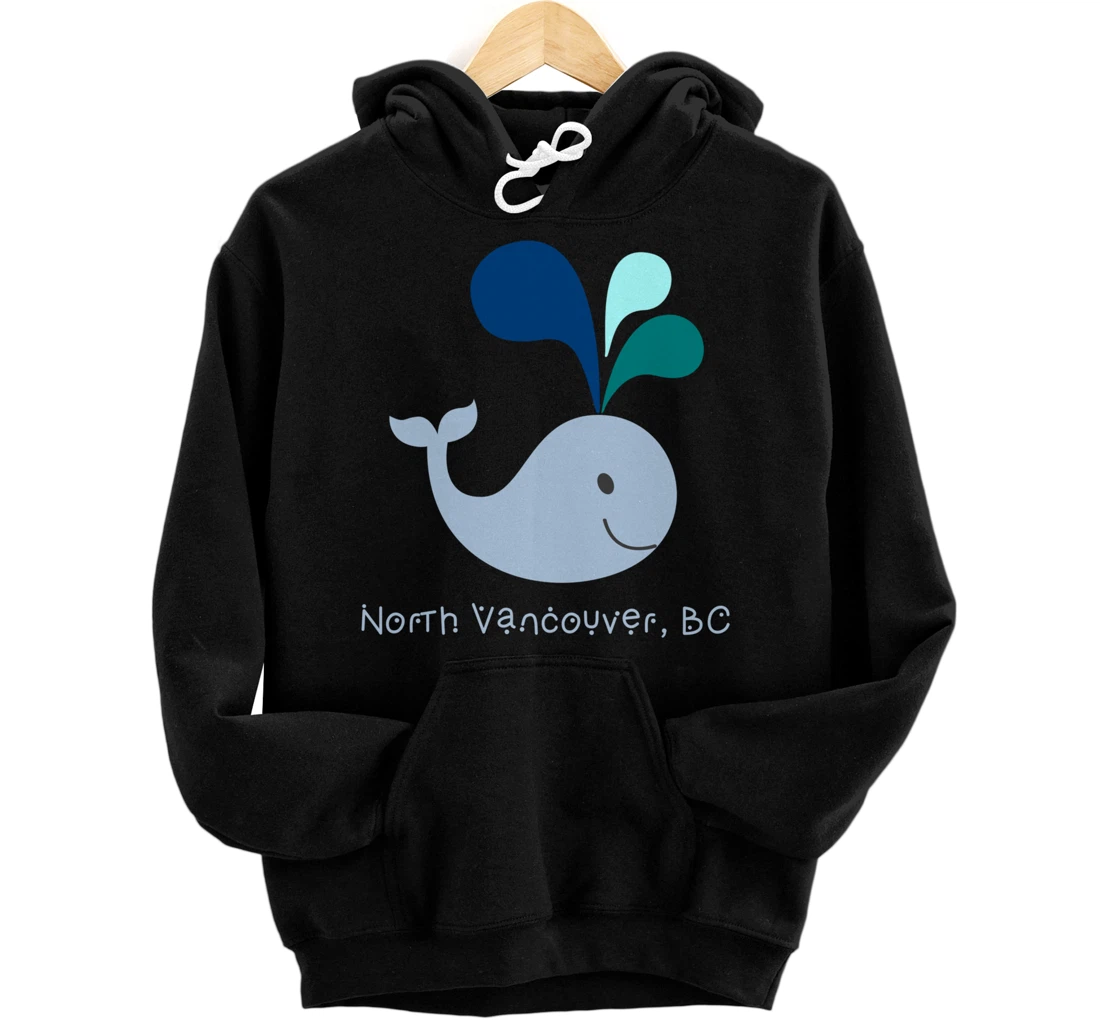 North Vancouver British Columbia Cute Whale Lover Cartoon Pullover Hoodie