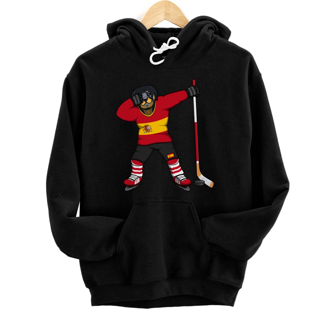 Dabbing Rottweiler Spain Ice Hockey Fans Jersey Winter Sport Pullover Hoodie