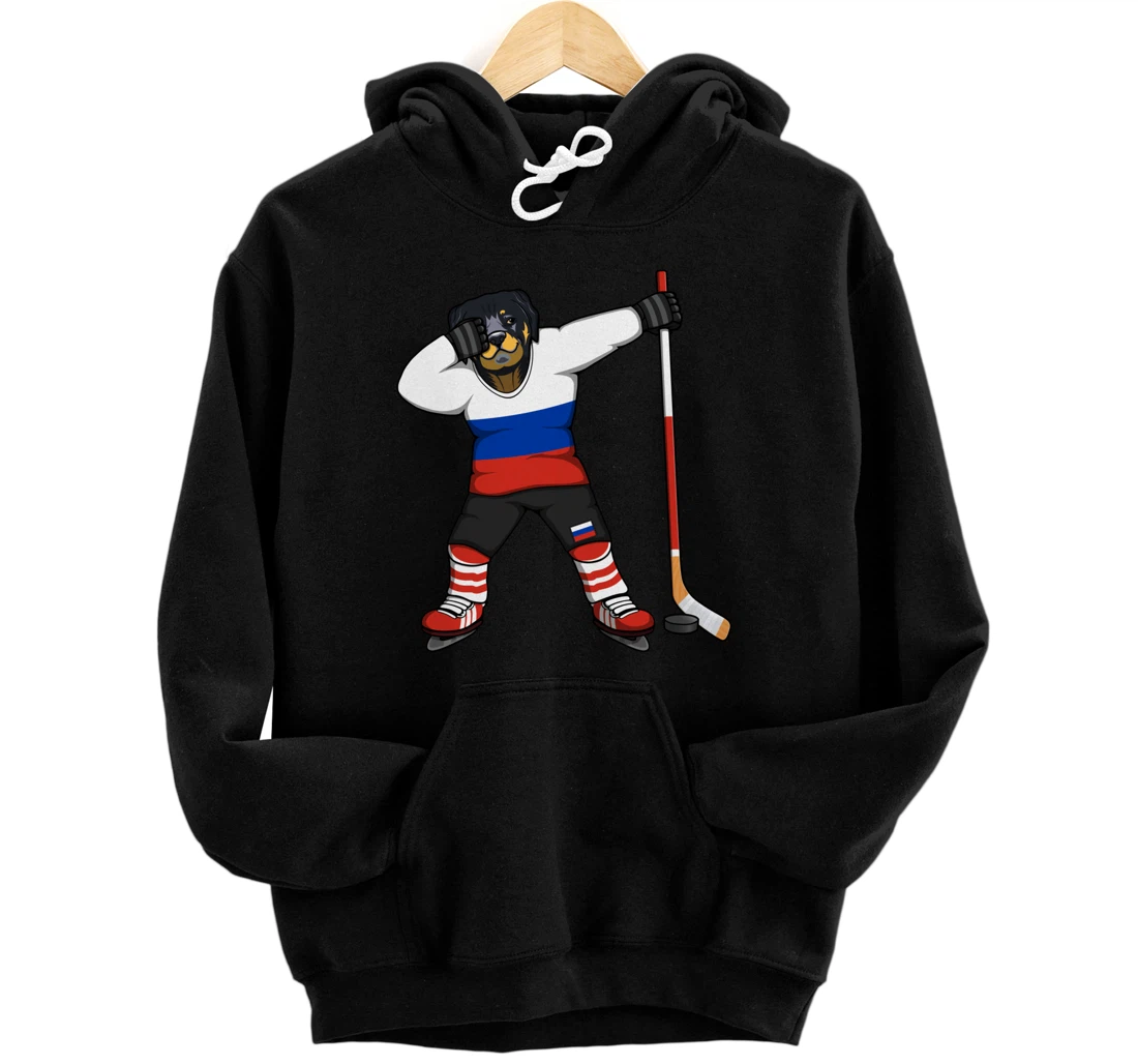 Dabbing Rottweiler Russia Ice Hockey Fan Jersey Winter Sport Pullover Hoodie