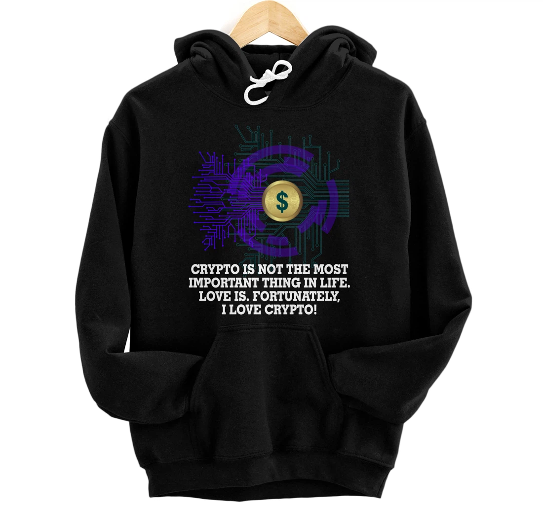 I Love Crypto Funny Men's Cryptocurrency Pullover Hoodie