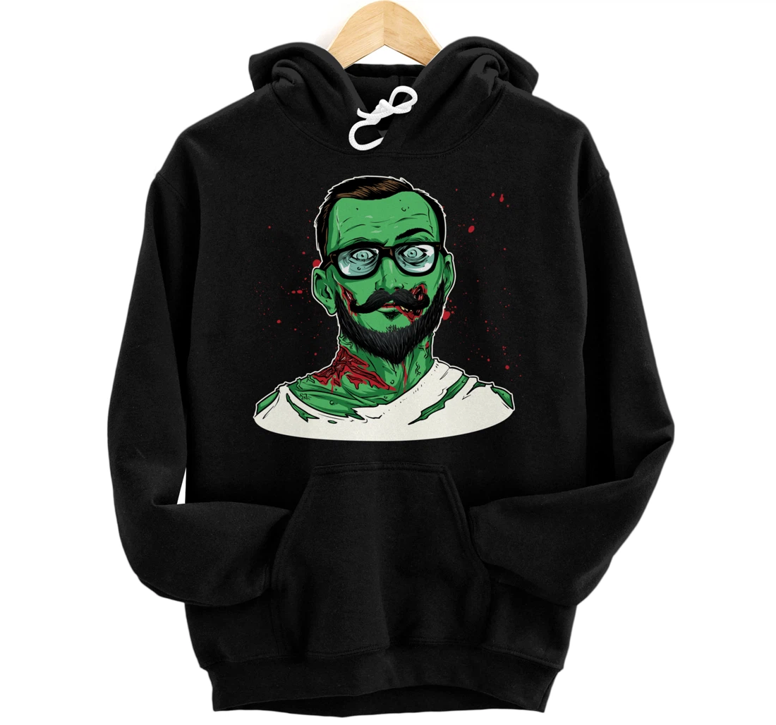 Hipster Zombie Bearded Mustache Freethinker Free Spirit Pullover Hoodie