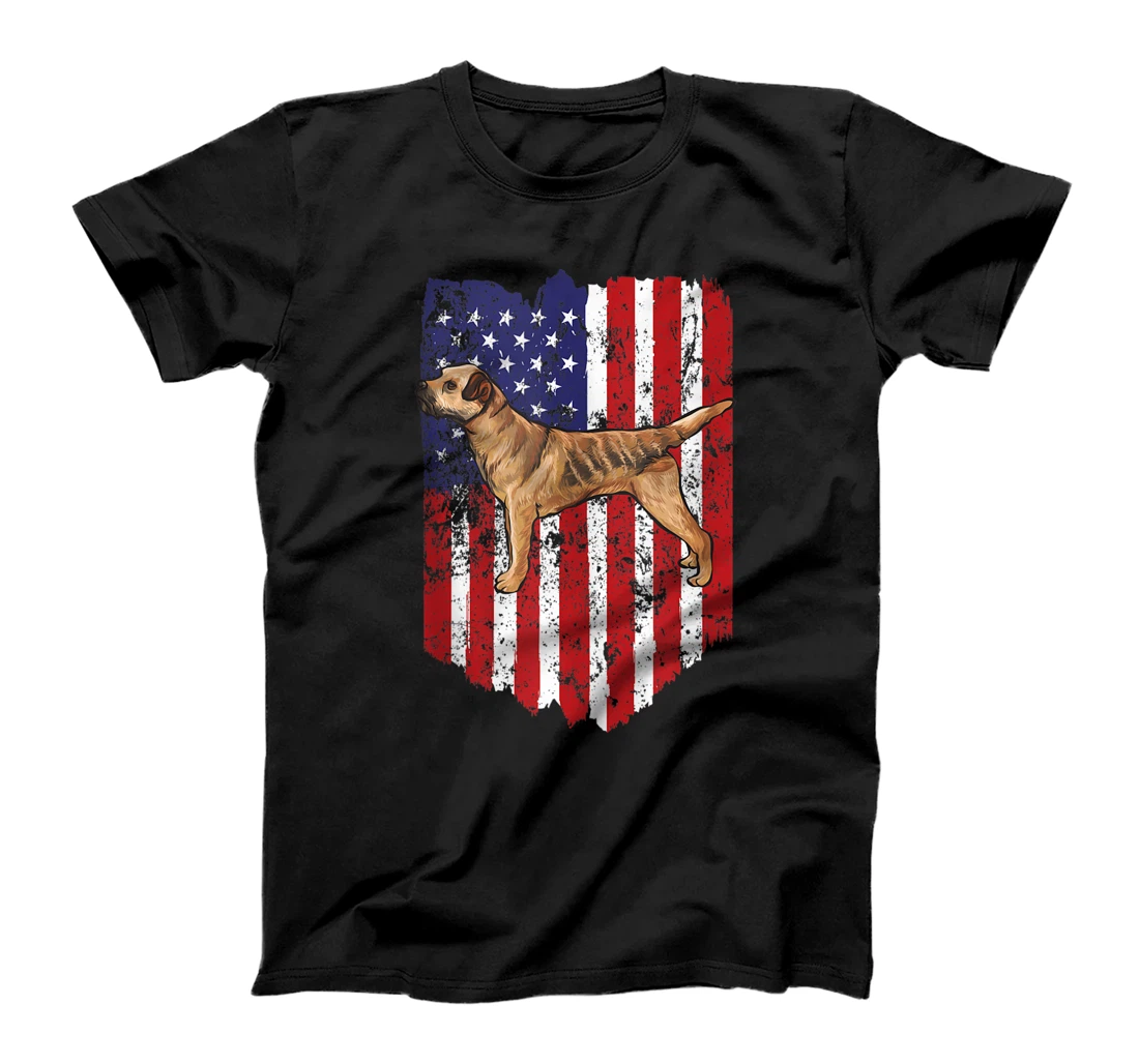 American Flag Border Terrier 4th Of July USA T-Shirt, Women T-Shirt