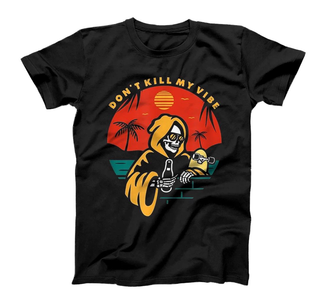 Personalized Don't Ride My Vibe Skull On Beach T-Shirt, Women T-Shirt