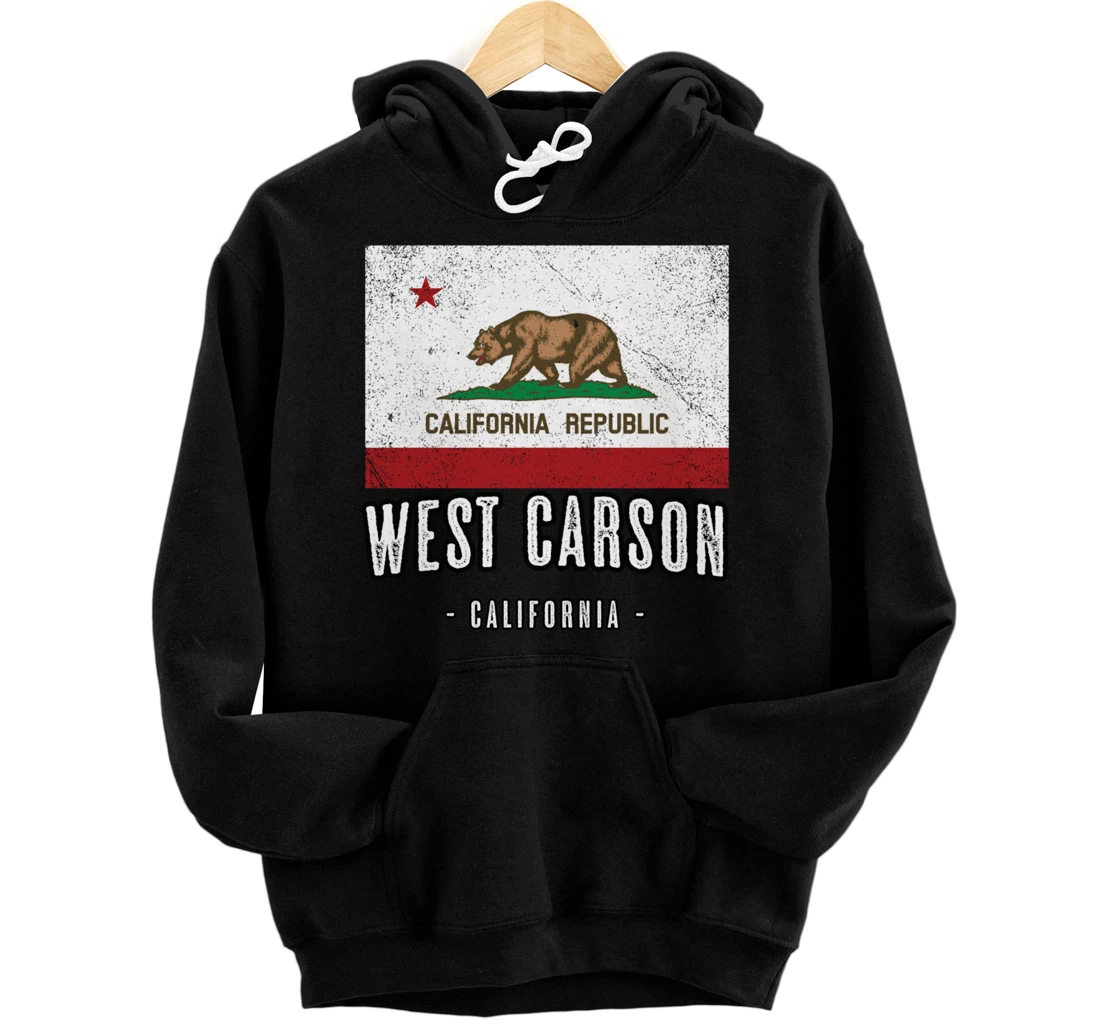 Personalized West Carson - California | Cali City Souvenir - CA Flag Top Pullover Hoodie