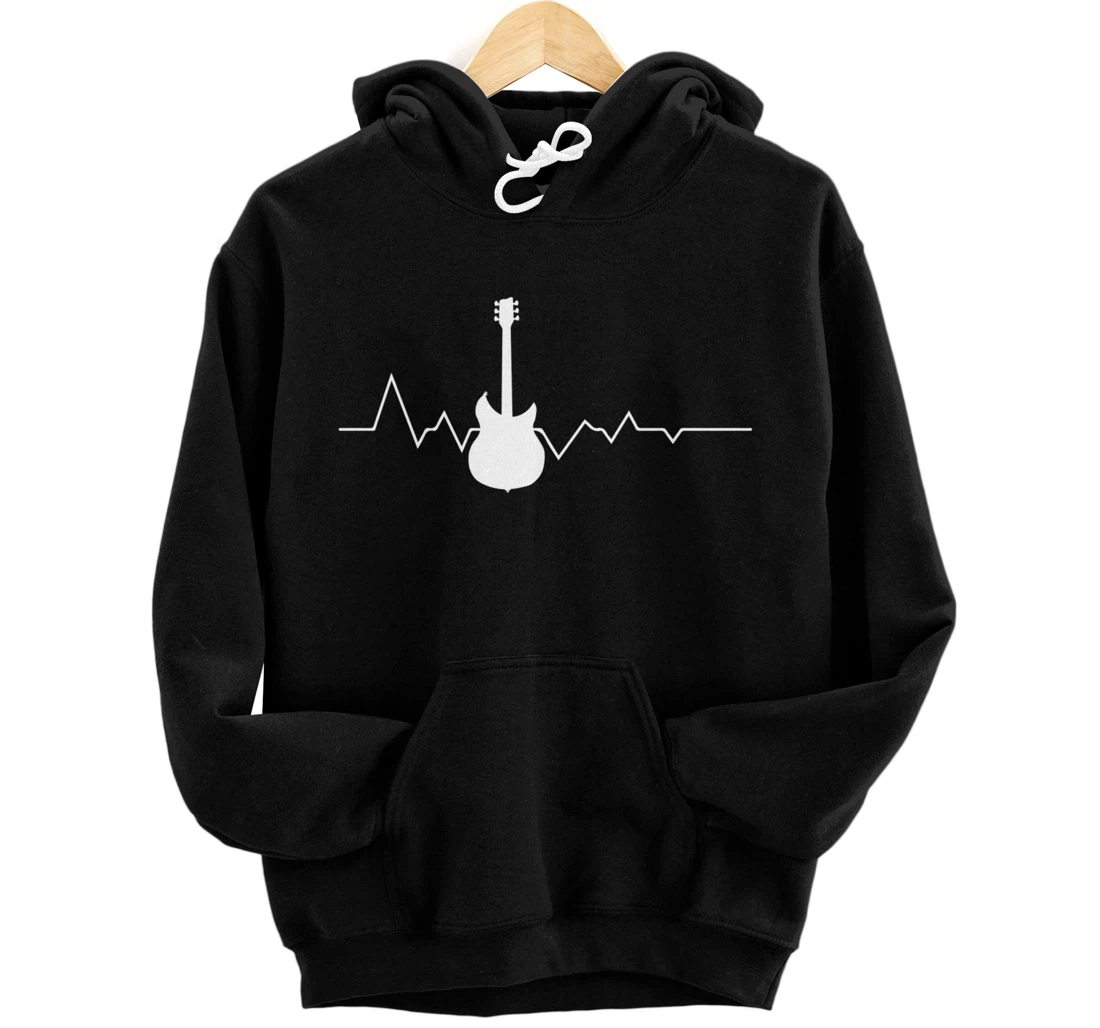 Personalized Electric Guitar Heartbeat Vintage Guitar Player Musician Pullover Hoodie