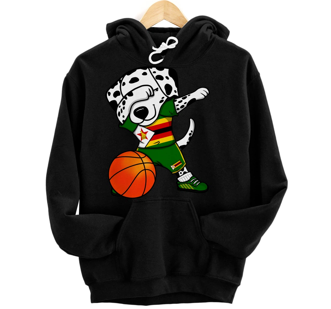 Personalized Dabbing Dalmatian Dog Zimbabwe Basketball Fans Jersey Sport Pullover Hoodie