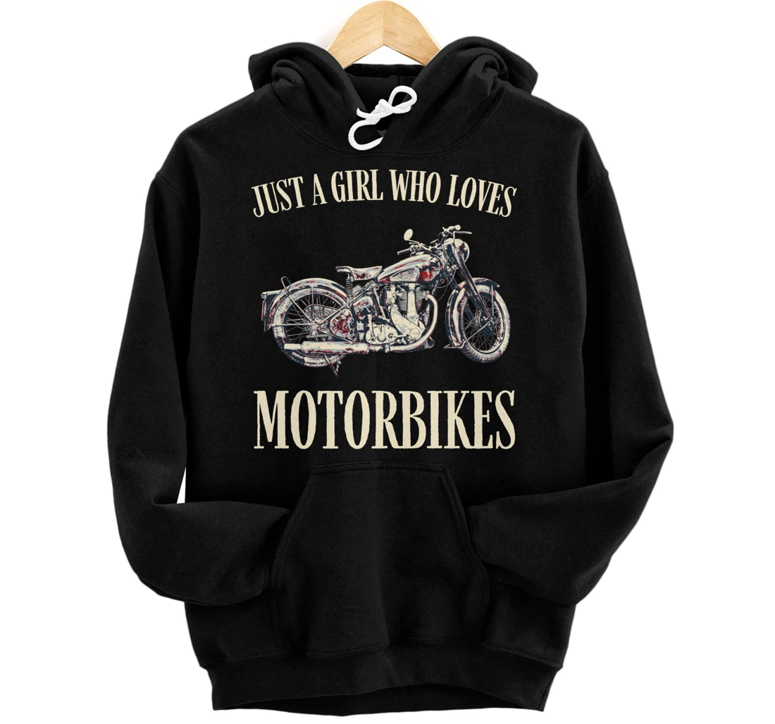 Personalized Just a Girl Who Loves Motorbikes, Funny Vintage Motorbike. Pullover Hoodie