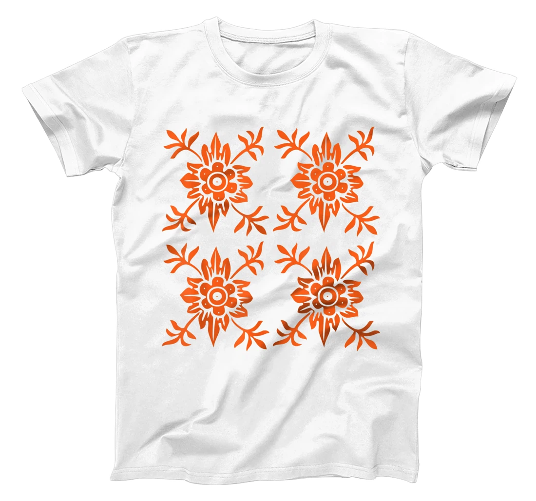 Orange folk flowers T-Shirt, Kid T-Shirt and Women T-Shirt