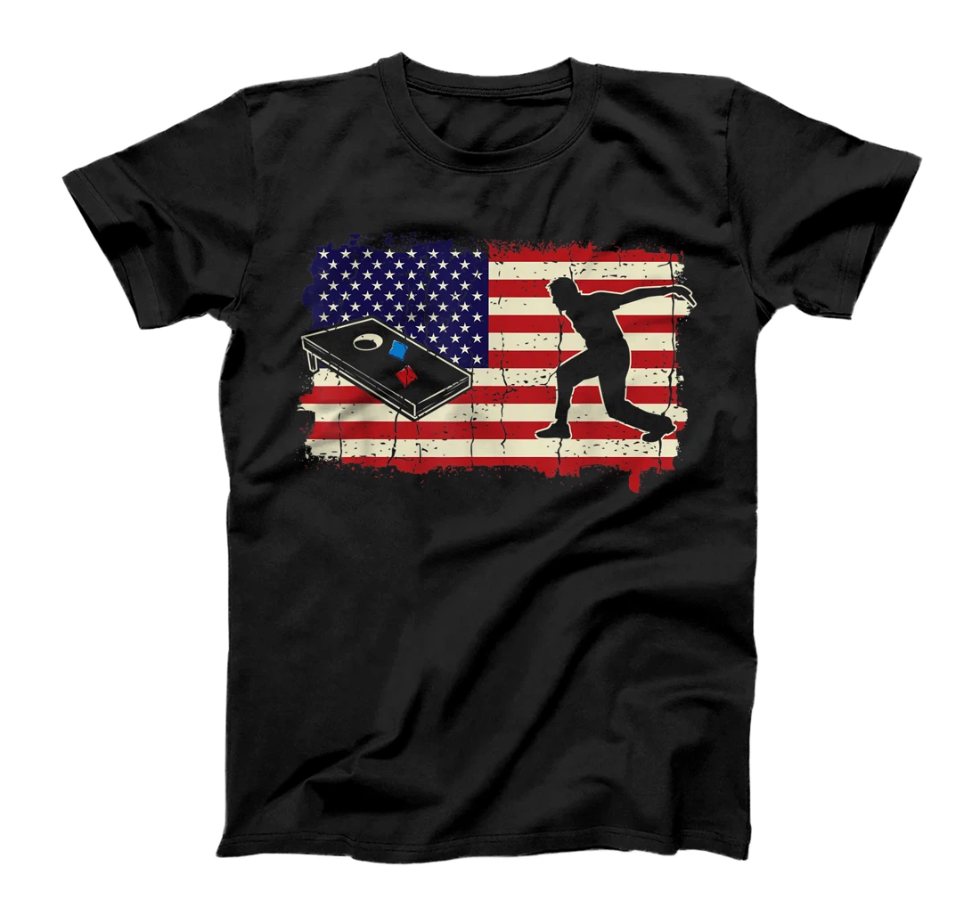 Personalized American Flag Corn Hole US Flag Cornhole Toss Game Patriotic T-Shirt, Kid T-Shirt and Women T-Shirt
