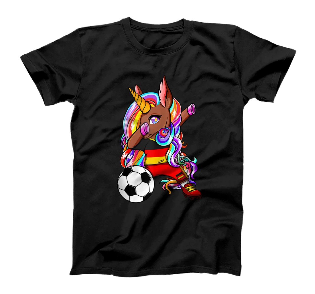 Dabbing Brown Skin Unicorn Germany Soccer Fan Football Lover T-Shirt, Women T-Shirt