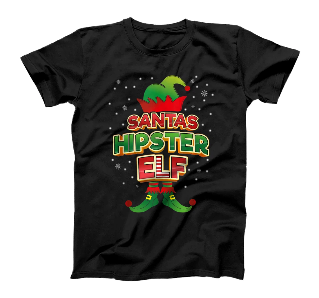 Personalized Hipster Elf X-Mas Matching Pajama Party Family T-Shirt, Women T-Shirt