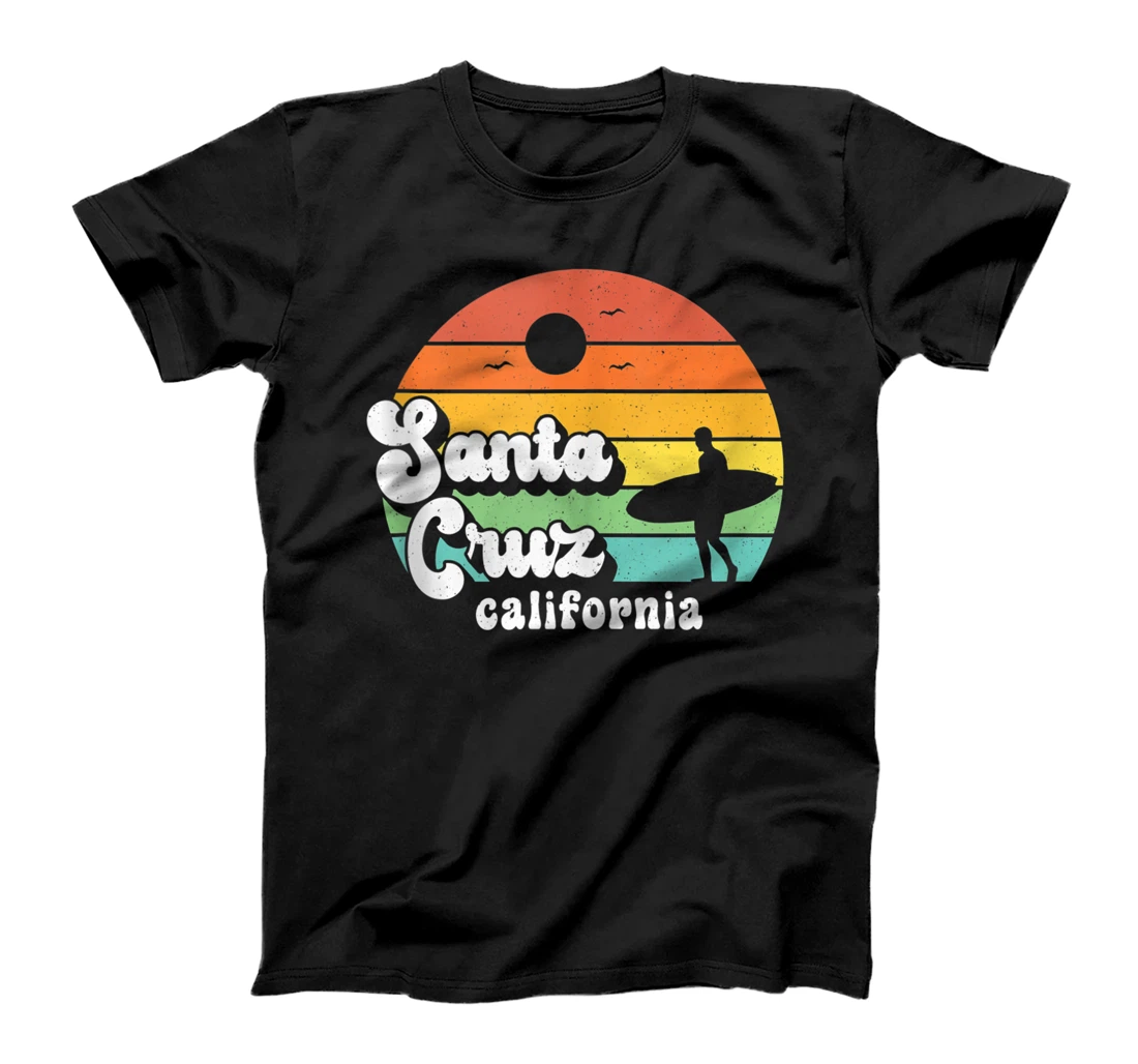 Personalized Santa Cruz Beach California Vintage Retro Surfer Men T-Shirt, Women T-Shirt