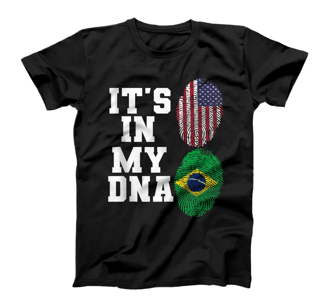 Personalized It's In My DNA Brazil flag USA flag Brazilian with America T-Shirt, Women T-Shirt