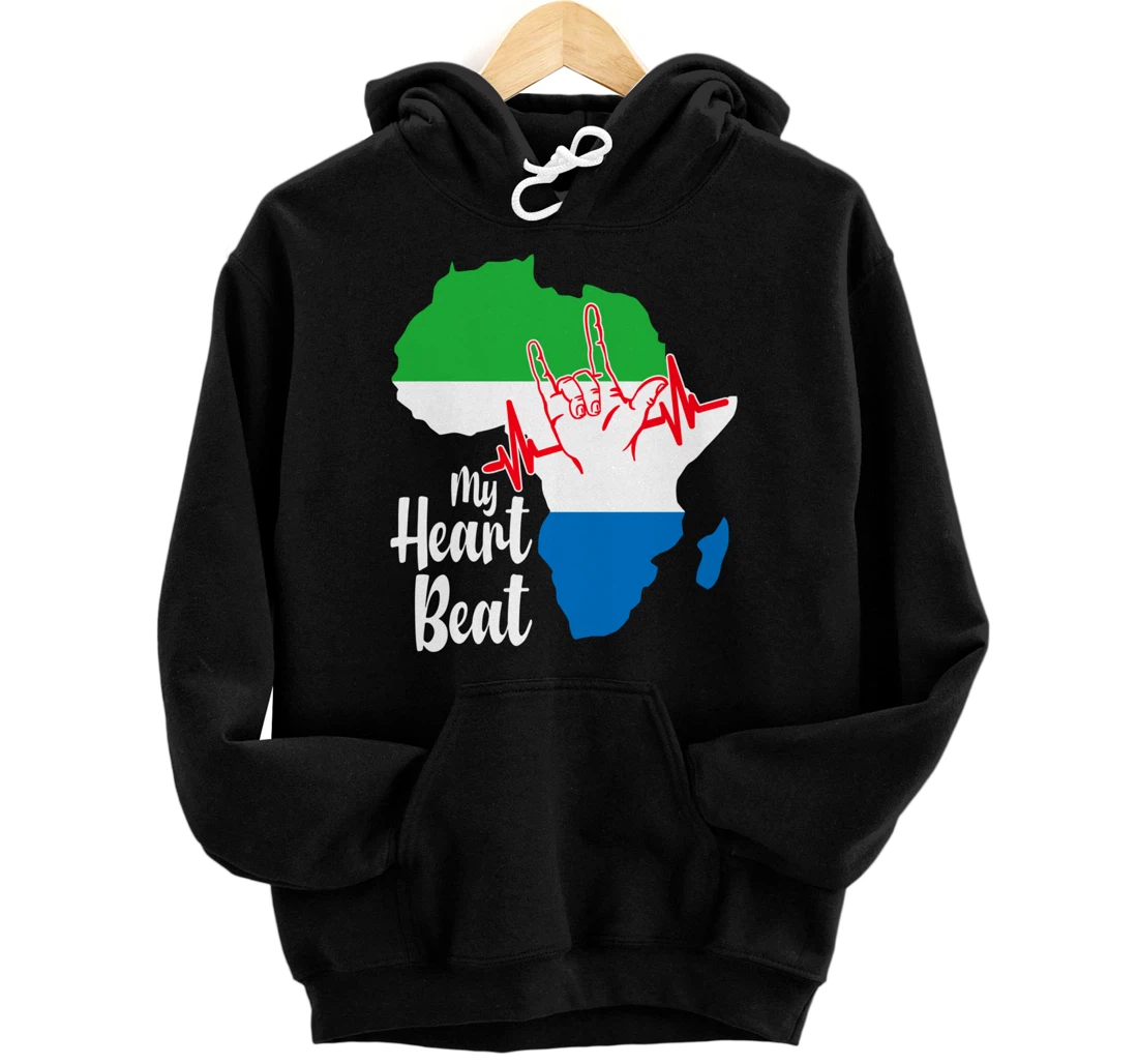 Personalized Sierra Leone Is My Heartbeat Siera leone Flag In Africa Map Pullover Hoodie