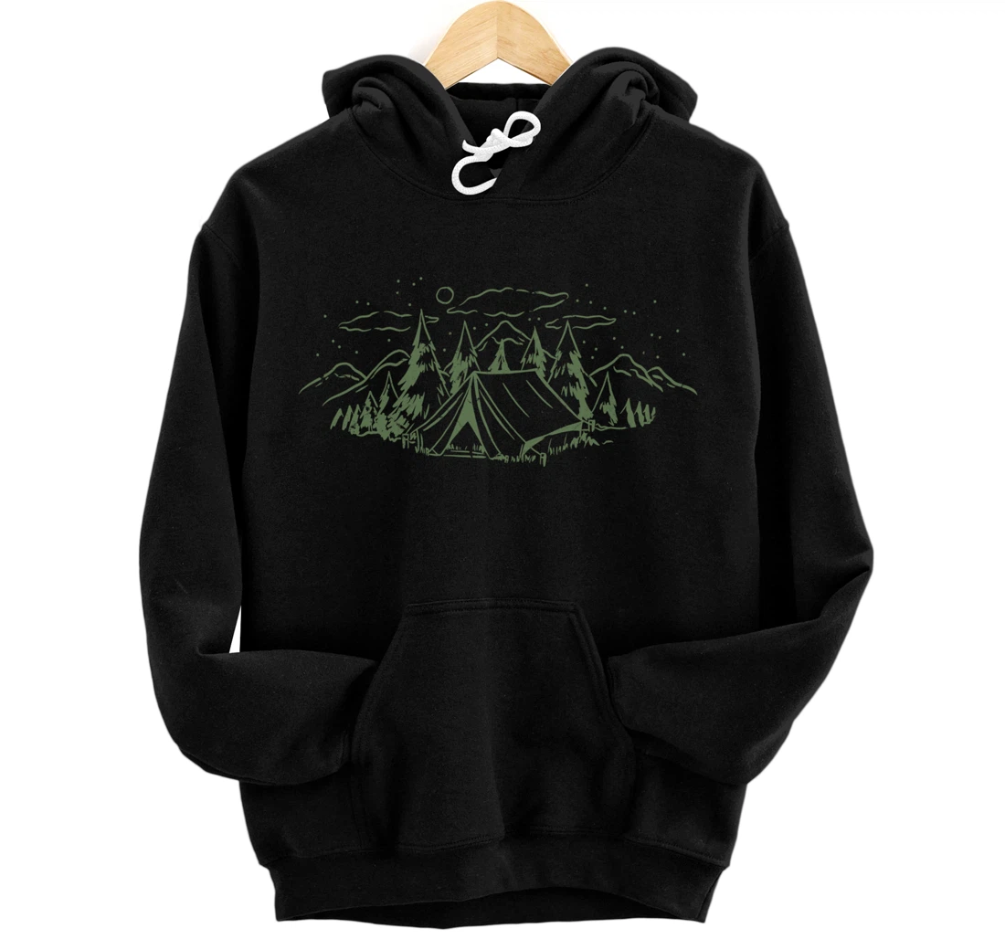Personalized Hiking Camping Nature Adventure Lover Minimal Retro Vintage Pullover Hoodie
