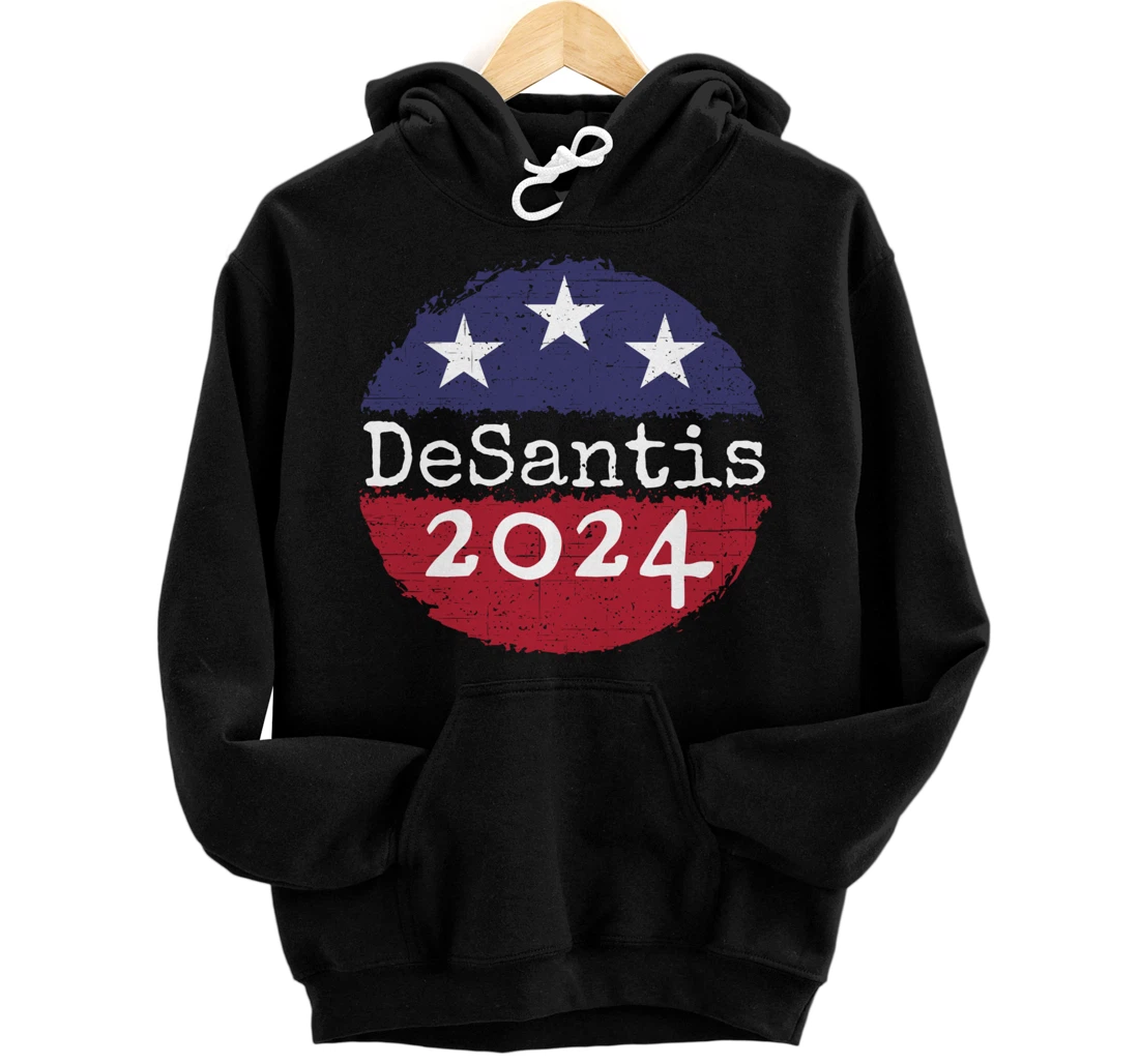 Personalized DeSantis 2024 Distressed Vintage US Presidential Election Pullover Hoodie