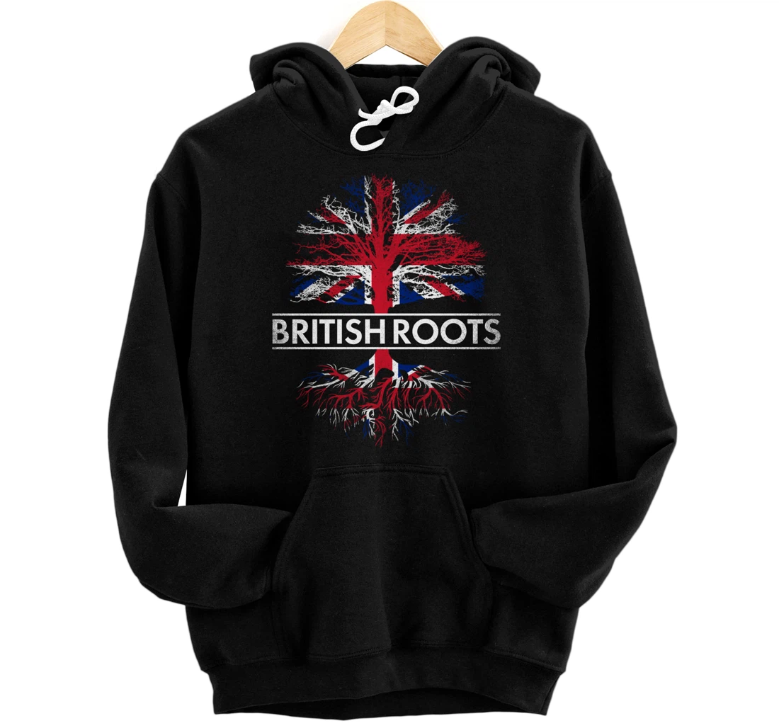 Personalized UK British England Union Jack Flag Pride Country Roots Tree Pullover Hoodie