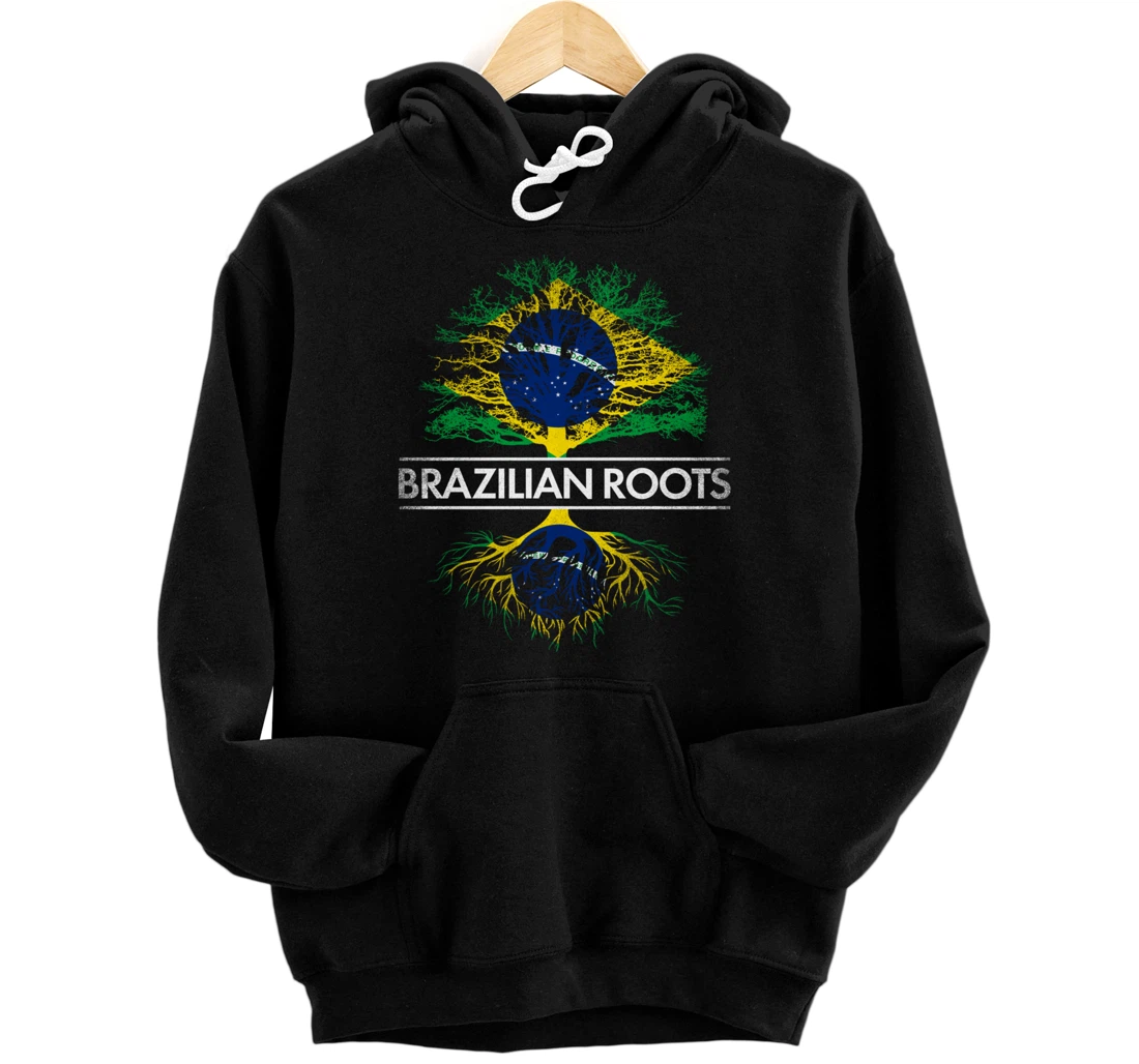 Personalized Brazilian Brazil Flag Pride Country Home Family Roots Tree Pullover Hoodie