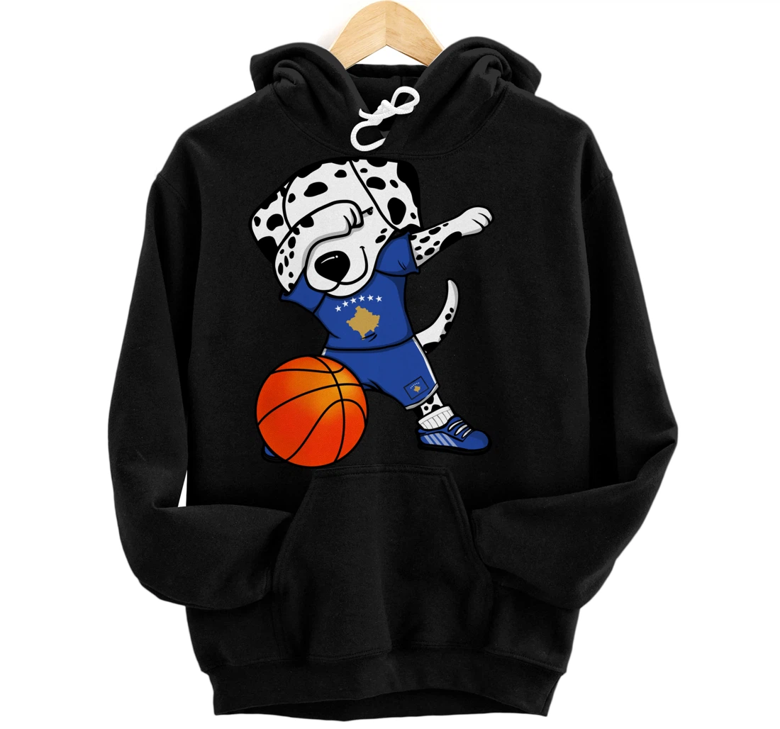 Dabbing Dalmatian Dog Kosovo Basketball Fans Jersey Sport Pullover Hoodie