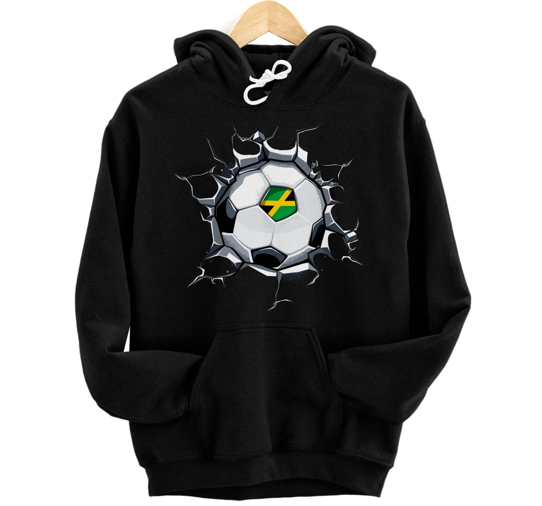 Jamaica Soccer Fans Jersey Jamaican Football Cracked Wall Pullover Hoodie