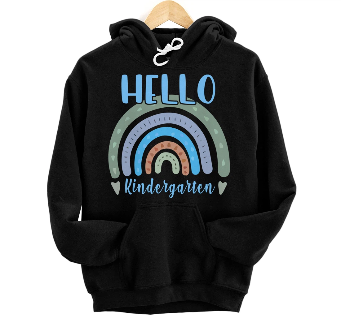 HELLO KINDERGARTEN Teacher Back To School Retro Boho Rainbow Pullover Hoodie