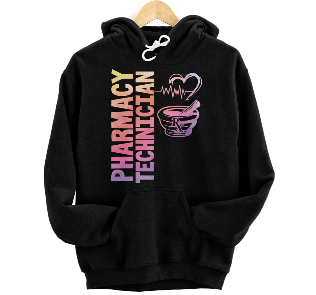 Pharmacy Technician Pharmacist heartbeat mortar gift idea Pullover Hoodie