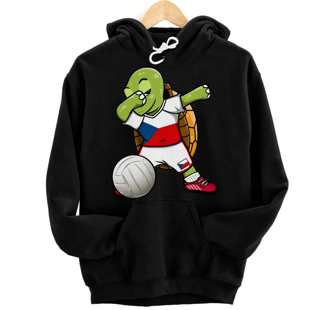 Personalized Dabbing Turtle Czech Republic Volleyball Fans Jersey Flag Pullover Hoodie