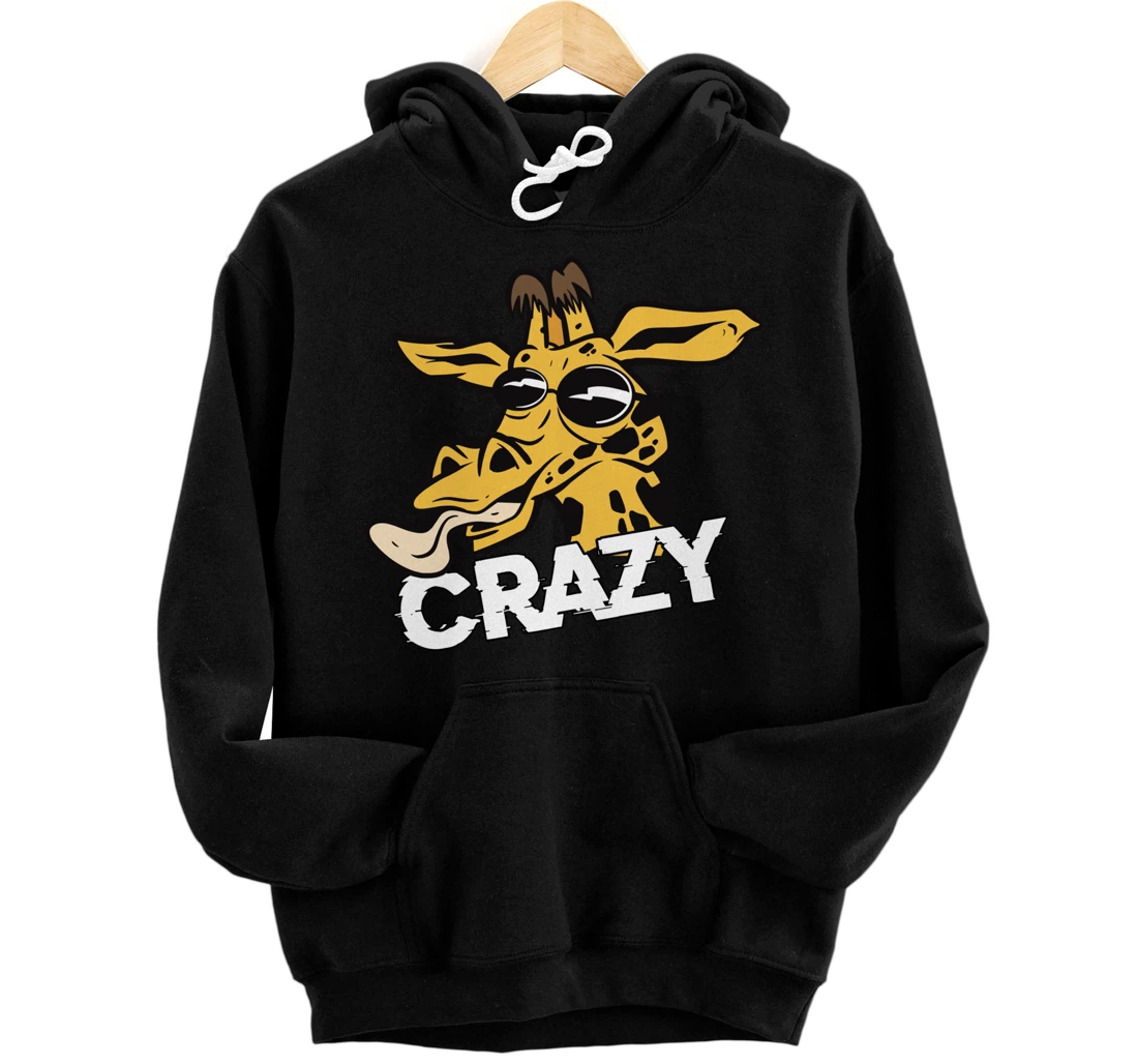 Personalized Crazy Giraffe With Outstretched Tongue And Sunglasses Pullover Hoodie