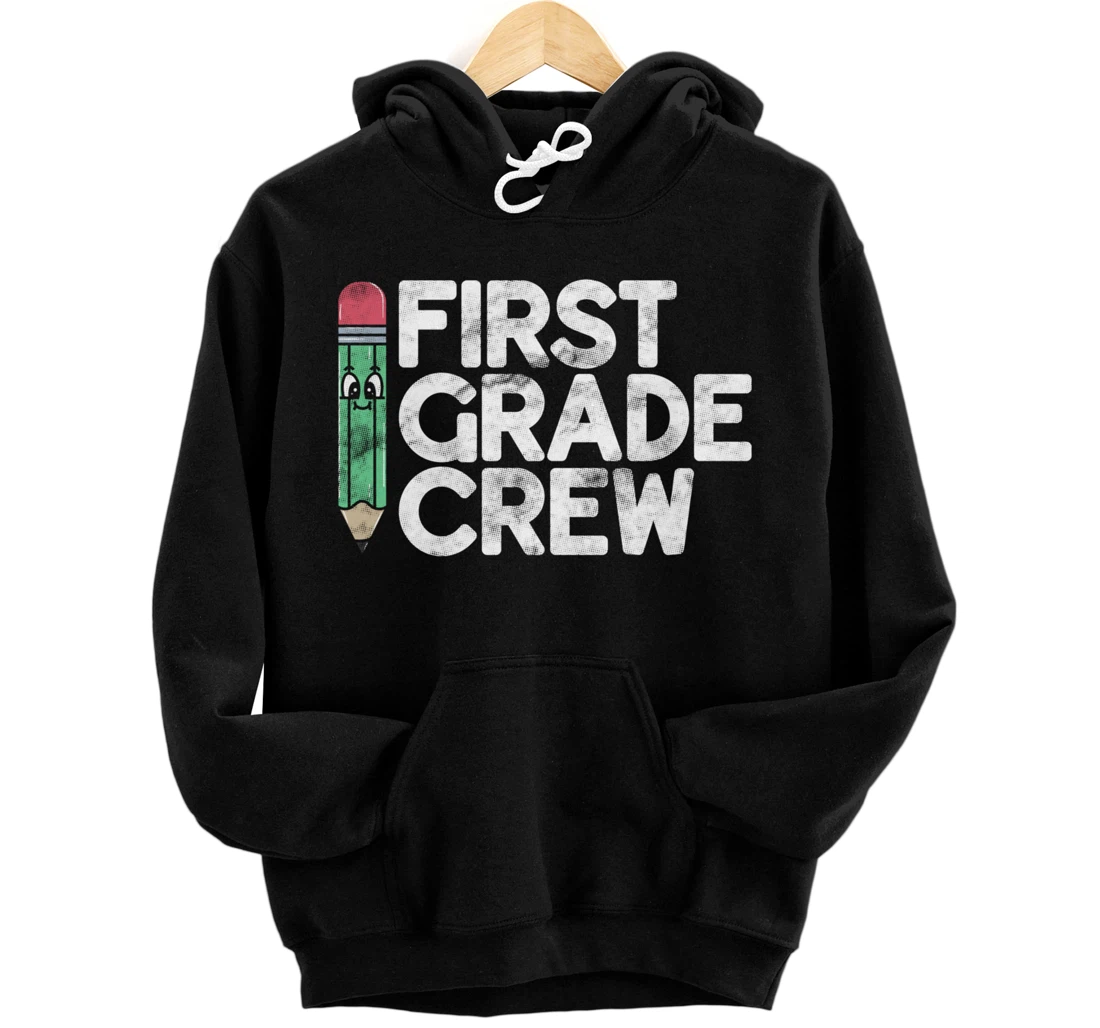 Personalized First Grade Crew Kawaii Pencil First Day Of School Pullover Hoodie