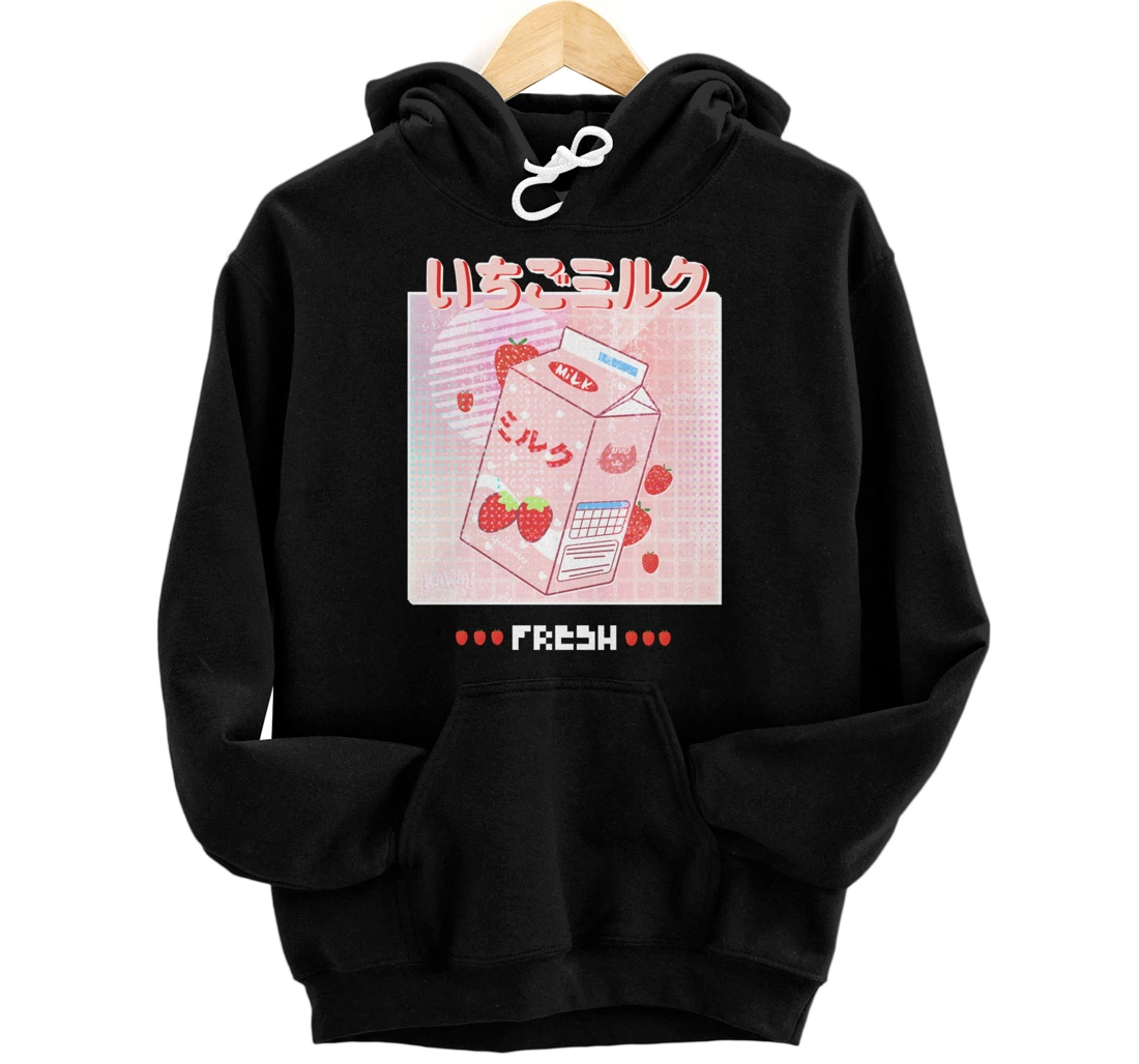 Personalized Japanese Strawberry Milk Shake Kawaii Pullover Hoodie