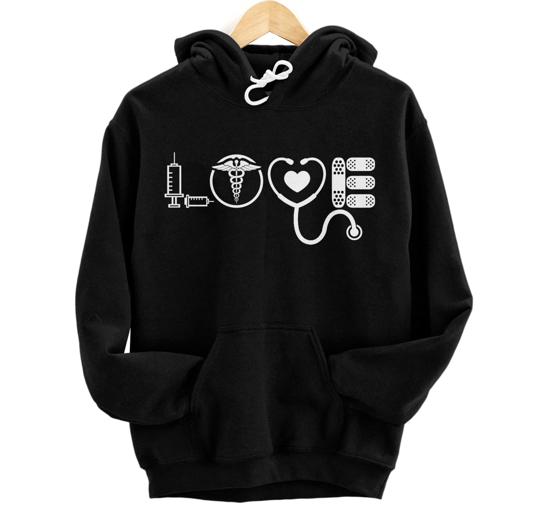 Personalized Love Nurse Cute Funny Graphic Novelty Short Sleeve Valentine Pullover Hoodie