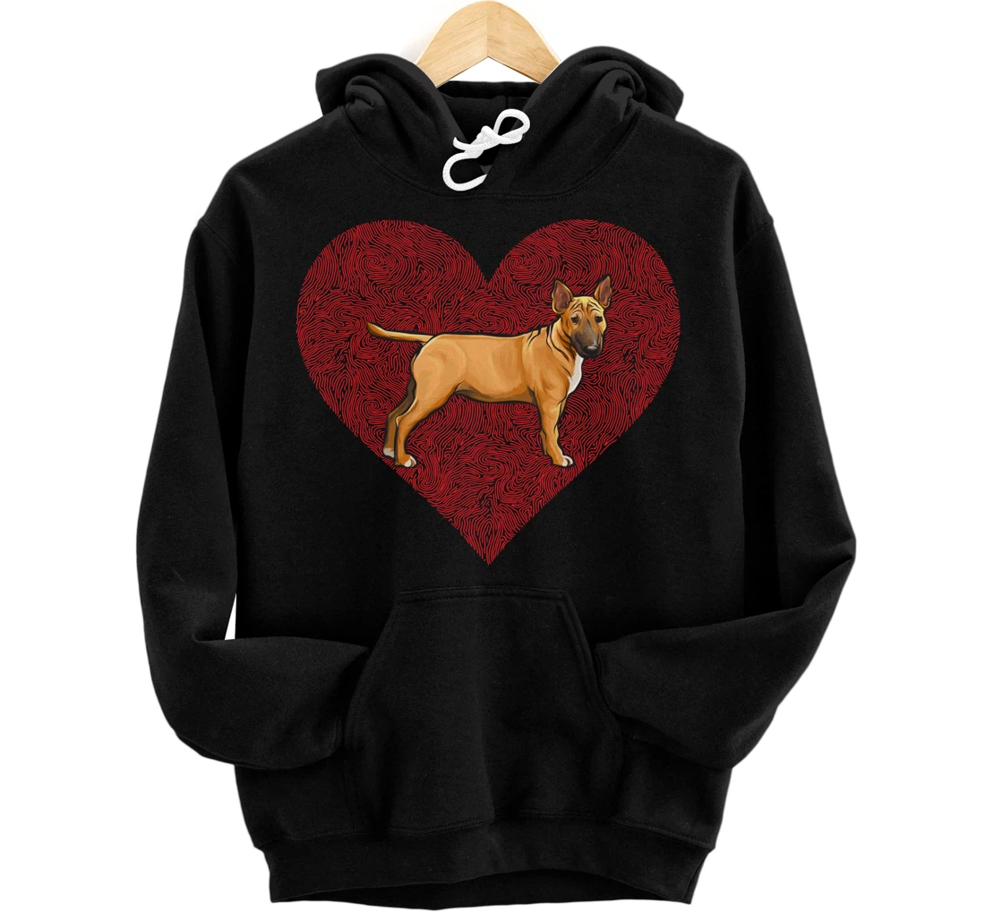 Personalized Miniature Bull Terrier Valentines Day Dog Love Fingerprint Pullover Hoodie