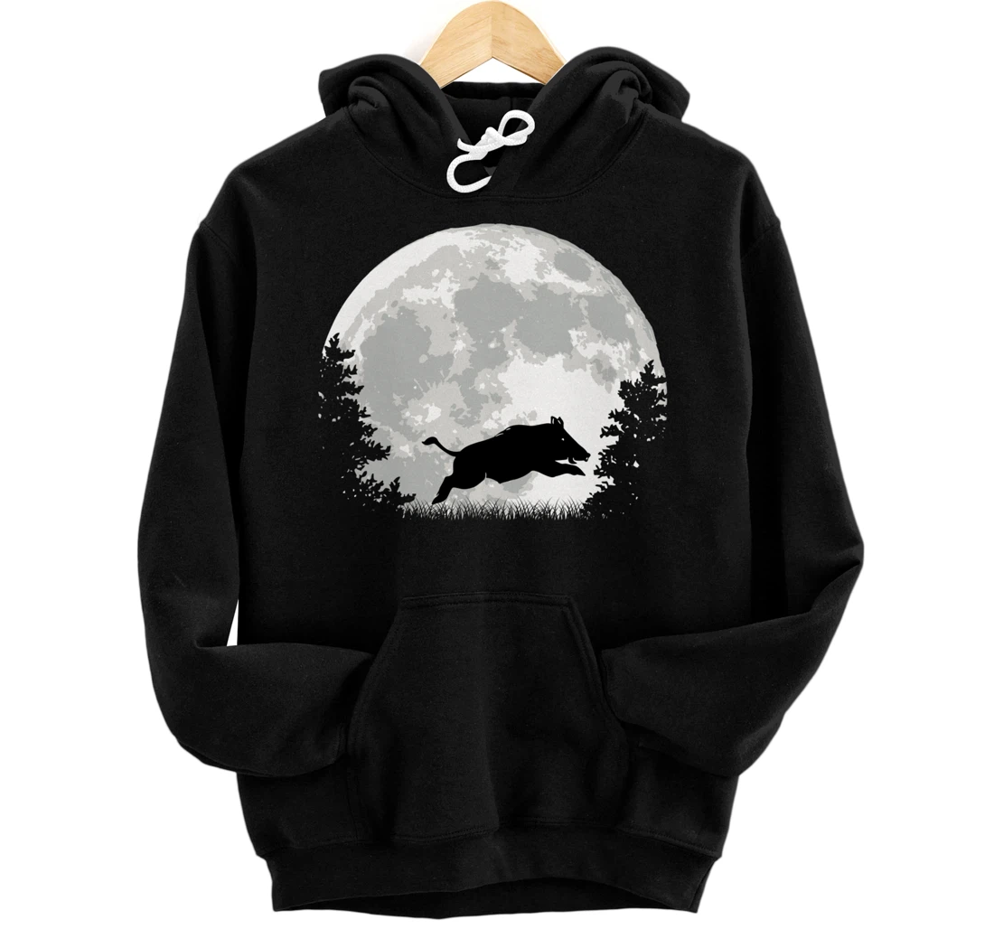 Personalized Wild Boar Hunter Forest Walker Moonlight Pullover Hoodie