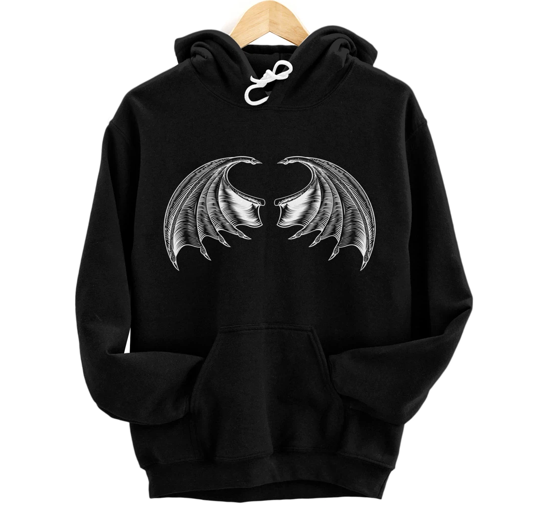 Personalized Gothic Dark Academia Aesthetic Anatomical Witchy Bat Wings Pullover Hoodie