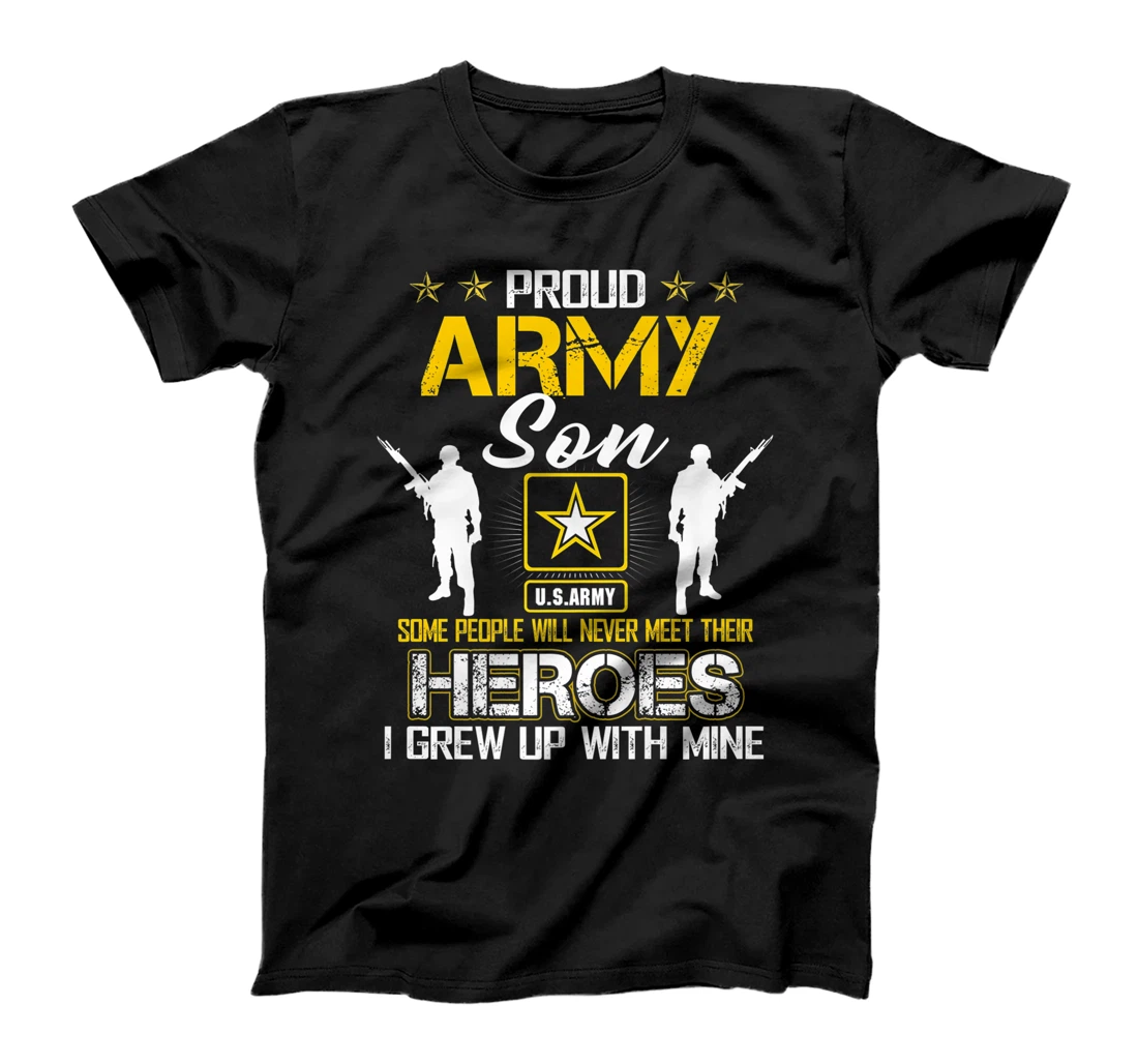 Womens Mens Proud Army Son I Raised My Heroes Graphics Army T-Shirt, Women T-Shirt