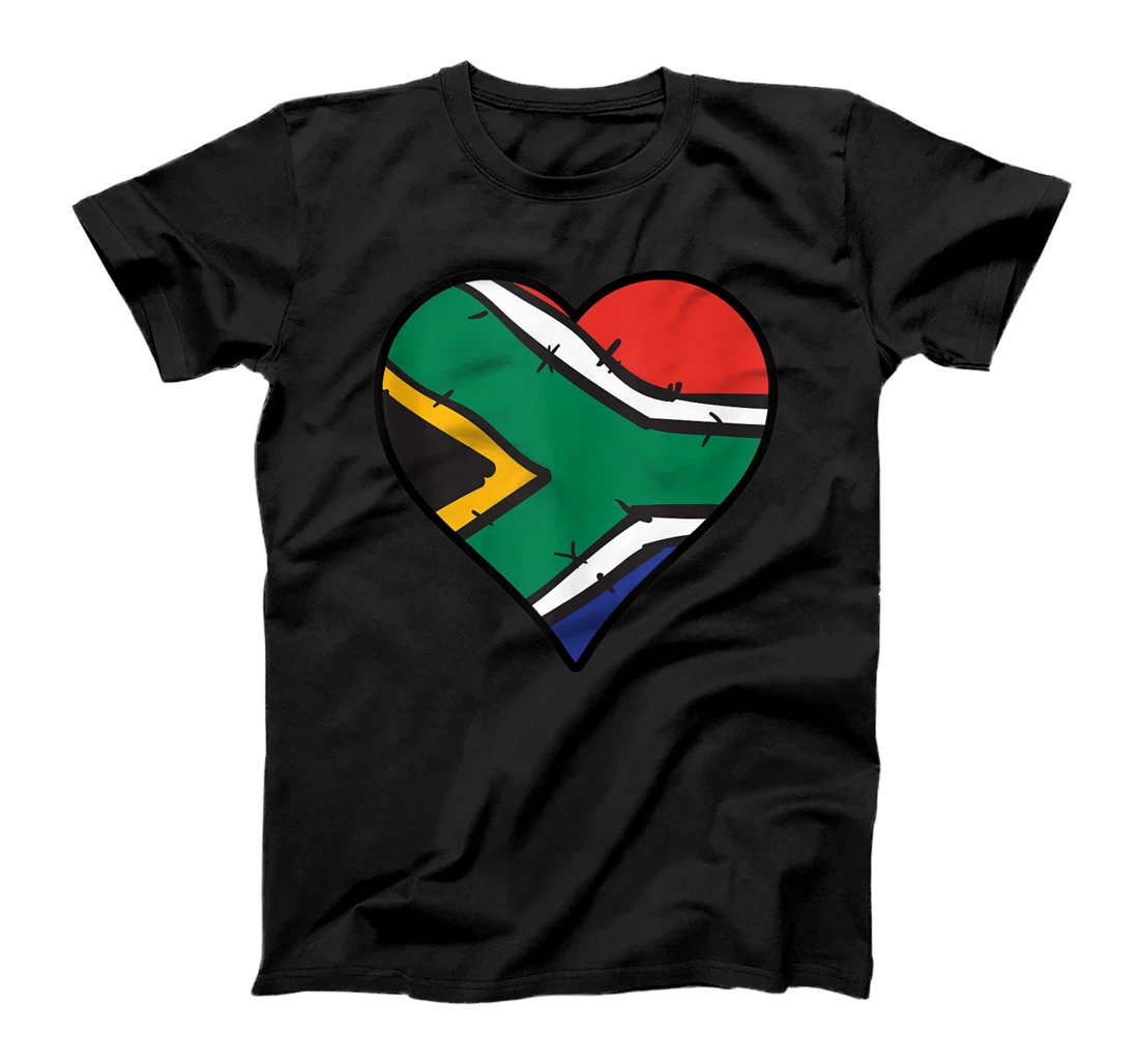 Personalized South Africa Heart South African Flag T-Shirt, Women T-Shirt